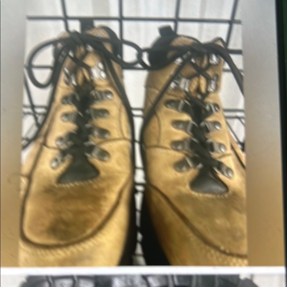 Tan Leather Lace-Up Shoes with Black Accents